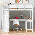 Letto a soppalco full size con scrivania e mensola - Bianco