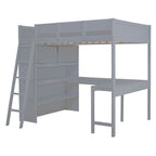 Letto a soppalco full size con scrivania e mensola - Bianco