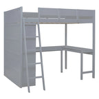 Letto a soppalco full size con scrivania e mensola - Bianco