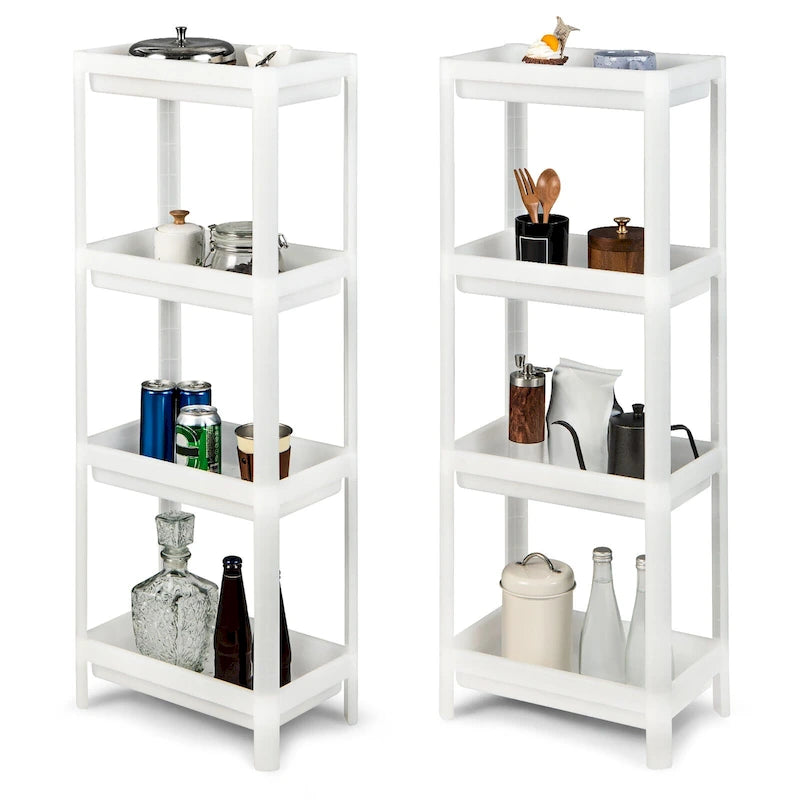 Carrello portaoggetti sottile a 4 ripiani — Set da 2, Organizzatore da cucina staccabile