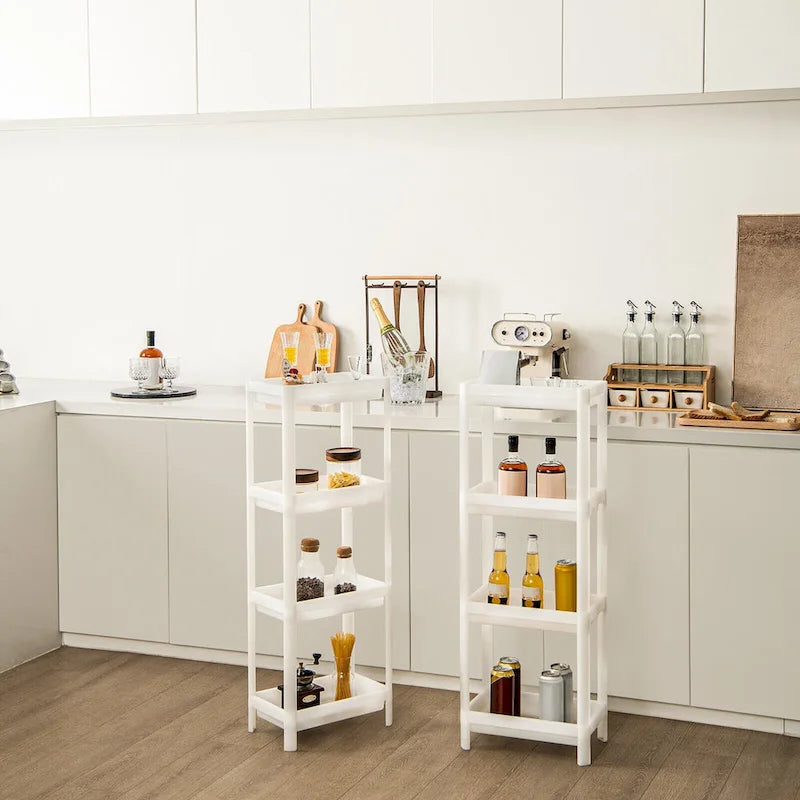 Carrello portaoggetti sottile a 4 ripiani — Set da 2, Organizzatore da cucina staccabile