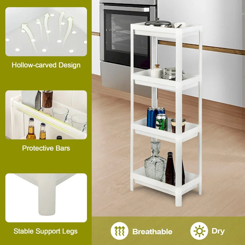 Carrello portaoggetti sottile a 4 ripiani — Set da 2, Organizzatore da cucina staccabile