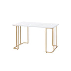 Scrivania rifinita in bianco e oro – Elegante scrivania da ufficio domestico