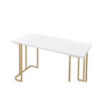 Scrivania rifinita in bianco e oro – Elegante scrivania da ufficio domestico