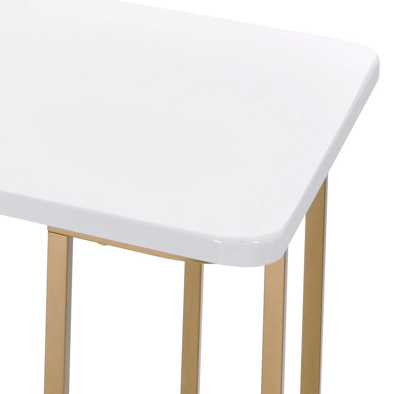 Scrivania rifinita in bianco e oro – Elegante scrivania da ufficio domestico