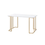 Scrivania rifinita in bianco e oro – Elegante scrivania da ufficio domestico