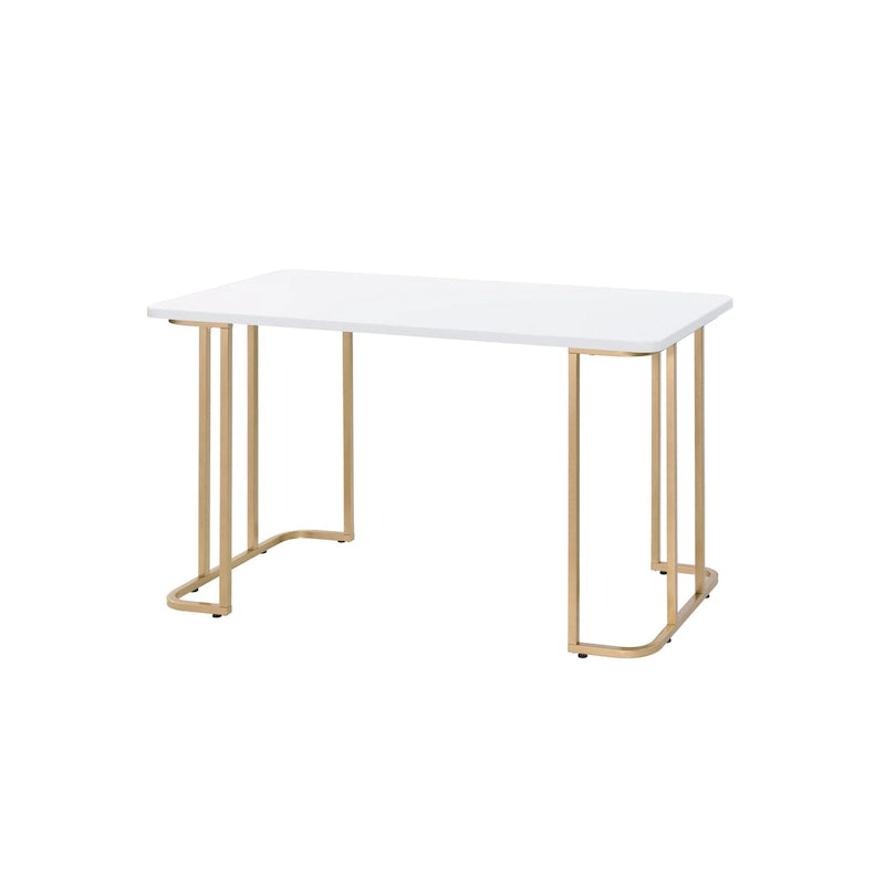 Scrivania rifinita in bianco e oro – Elegante scrivania da ufficio domestico