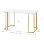 Scrivania rifinita in bianco e oro – Elegante scrivania da ufficio domestico