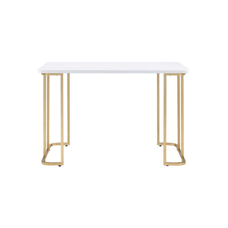 Scrivania rifinita in bianco e oro – Elegante scrivania da ufficio domestico