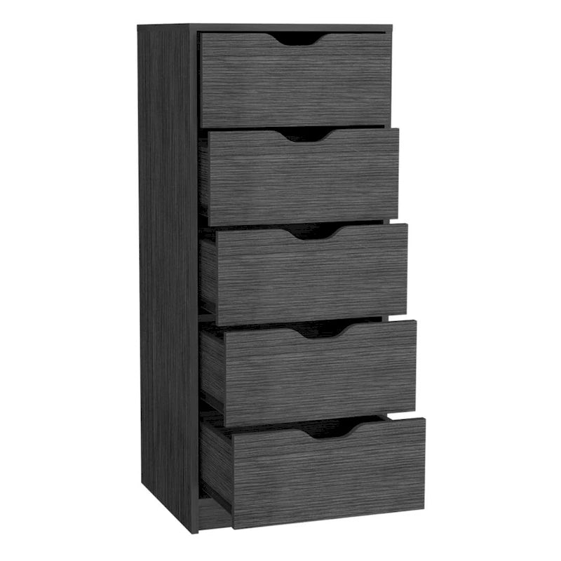 Comò verticale compatto in legno con 5 cassetti