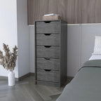 Comò verticale compatto in legno con 5 cassetti