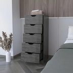 Comò verticale compatto in legno con 5 cassetti