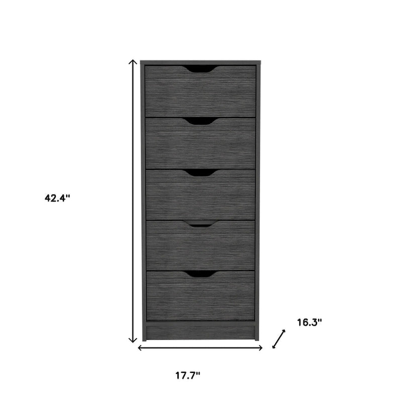 Comò verticale compatto in legno con 5 cassetti
