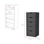 Comò verticale compatto in legno con 5 cassetti