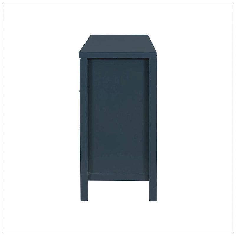 Credenza minimalista con motivo a onde e contenitori funzionali
