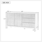 Credenza minimalista con motivo a onde e contenitori funzionali