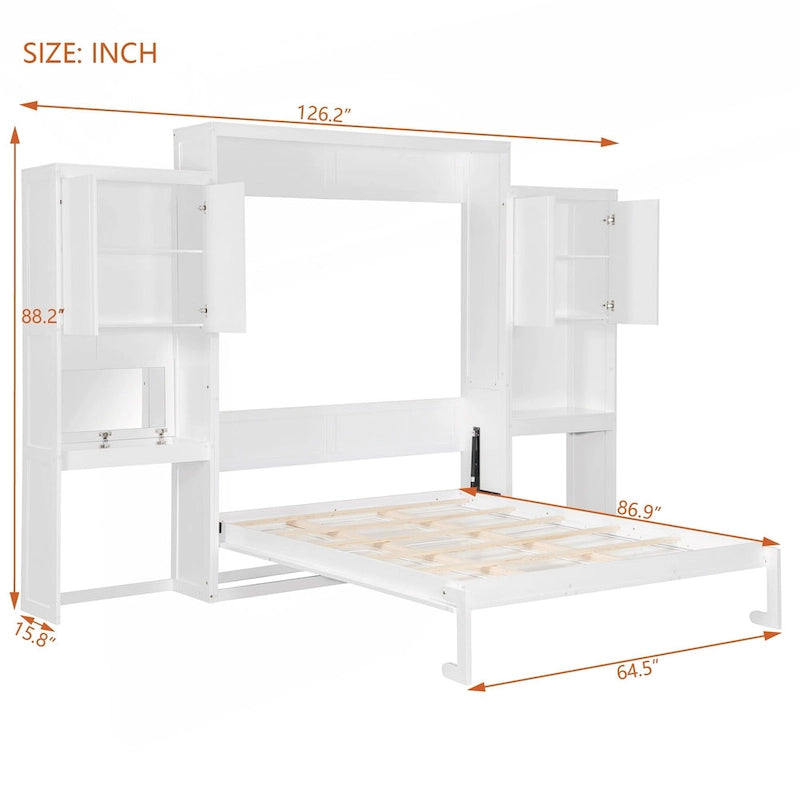 Letto a scomparsa matrimoniale versatile con contenitore integrato e funzionalità