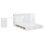 Letto a scomparsa matrimoniale bianco con porta USB, ampio cassetto e scrivania combinati
