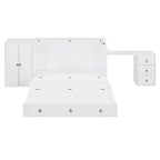 Letto a scomparsa matrimoniale bianco con porta USB, ampio cassetto e scrivania combinati