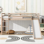 Letto a soppalco singolo con scivolo e design giocoso a basso profilo (capacità 113 kg)