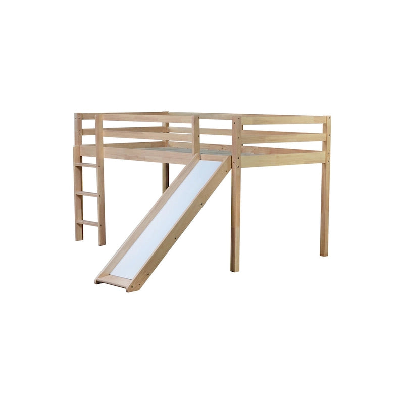 Letto a soppalco singolo con scivolo e design giocoso a basso profilo (capacità 113 kg)