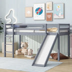 Letto a soppalco singolo con scivolo e design giocoso a basso profilo (capacità 113 kg)
