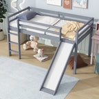 Letto a soppalco singolo con scivolo e design giocoso a basso profilo (capacità 113 kg)