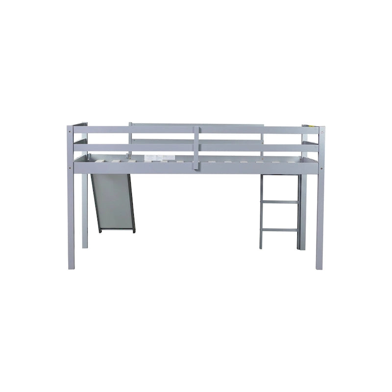 Letto a soppalco singolo con scivolo e design giocoso a basso profilo (capacità 113 kg)