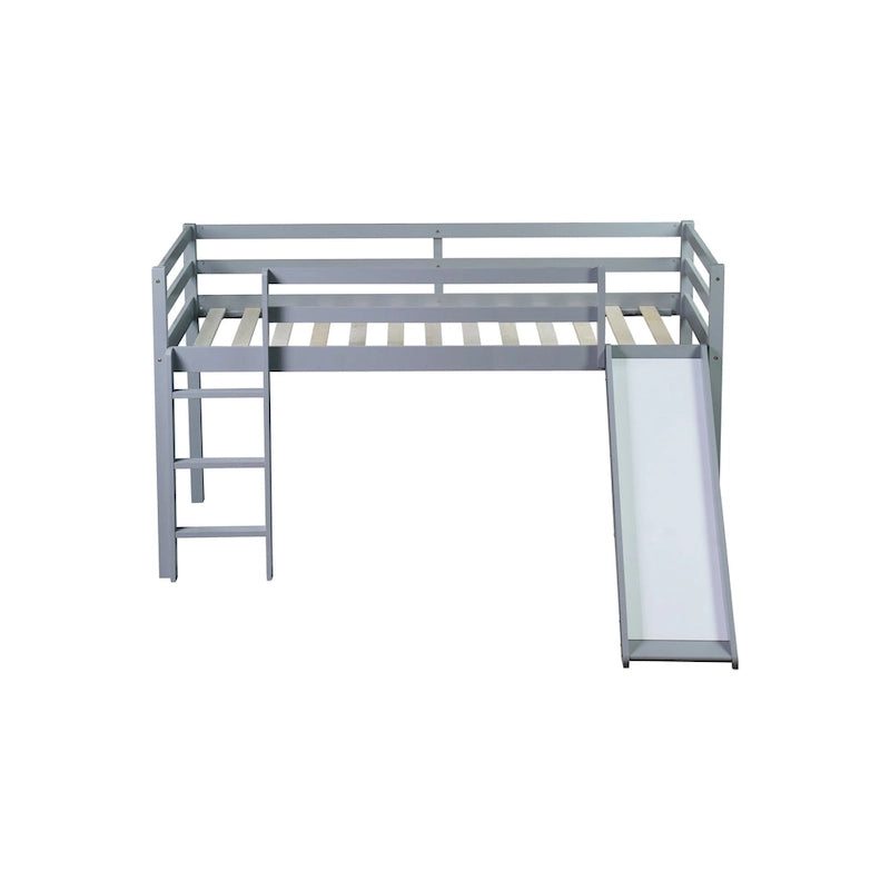 Letto a soppalco singolo con scivolo e design giocoso a basso profilo (capacità 113 kg)