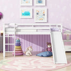 Letto a soppalco singolo con scivolo e design giocoso a basso profilo (capacità 113 kg)