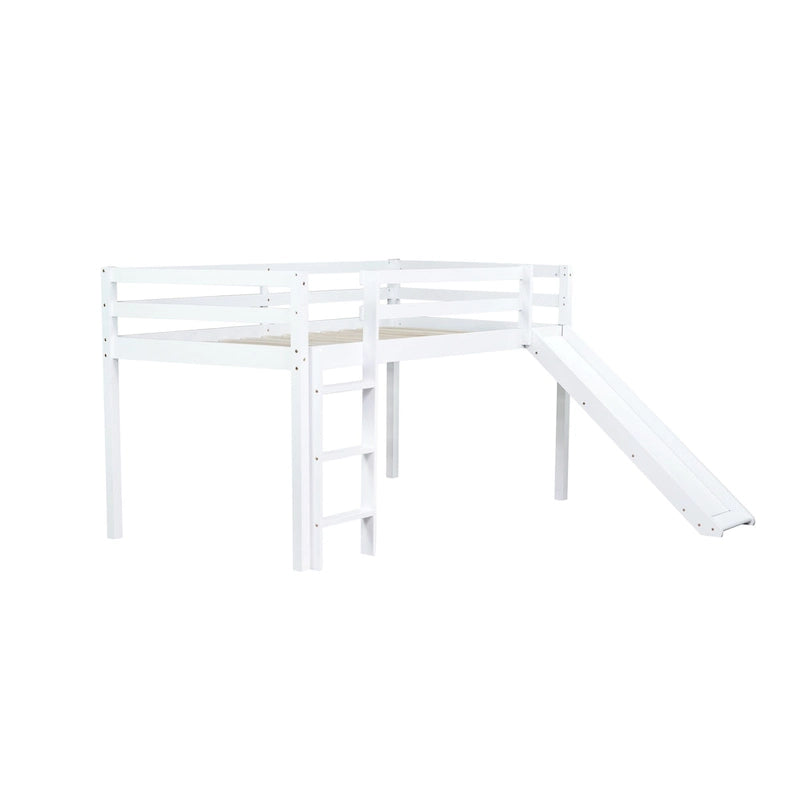 Letto a soppalco singolo con scivolo e design giocoso a basso profilo (capacità 113 kg)
