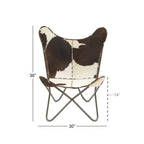 Poltrona Butterfly in Pelle Fatta a Mano con Supporto in Metallo Nero