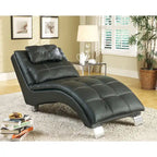 Chaise longue imbottita in similpelle con base arcuata cromata