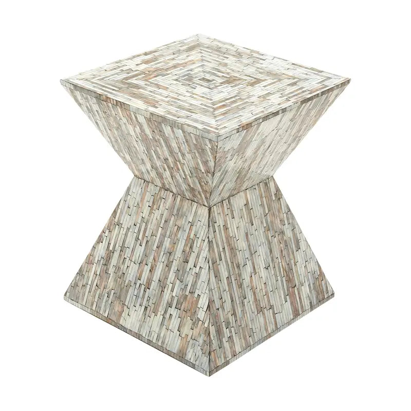 Tavolino Accent in Madreperla Fatto a Mano con Clessidra — Grigio o Beige