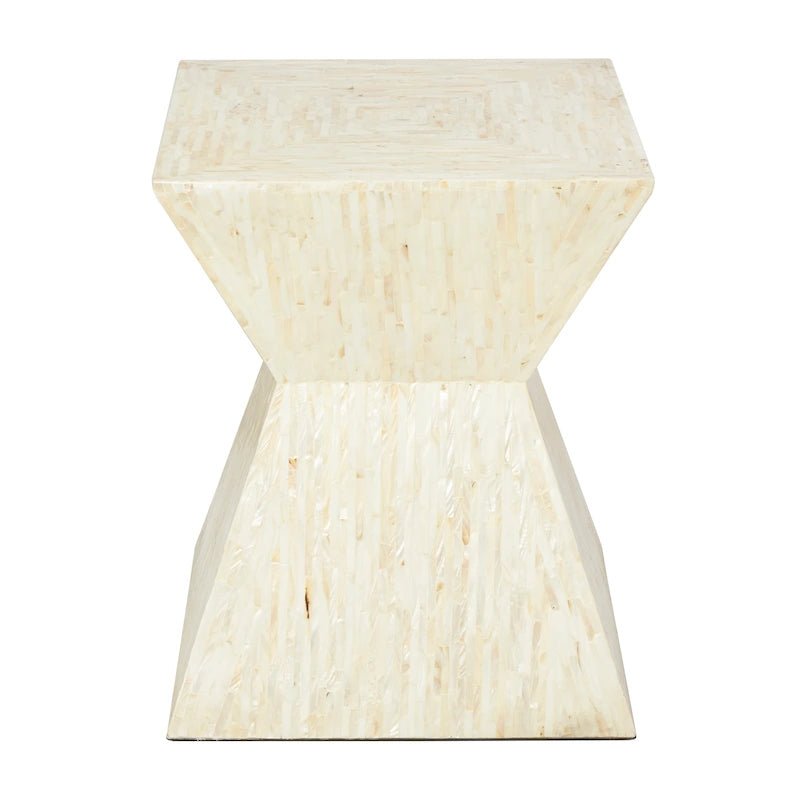 Tavolino Accent in Madreperla Fatto a Mano con Clessidra — Grigio o Beige
