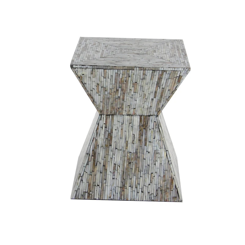 Tavolino Accent in Madreperla Fatto a Mano con Clessidra — Grigio o Beige