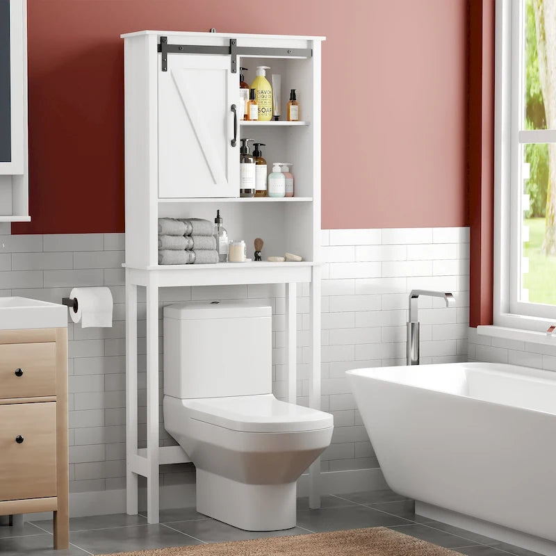Mobiletto salvaspazio da bagno sopra il WC con anta scorrevole — 66,54A x 27,17L