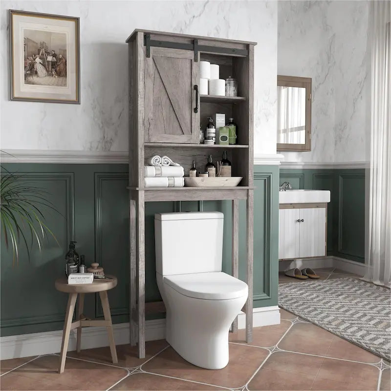 Mobiletto salvaspazio da bagno sopra il WC con anta scorrevole — 66,54A x 27,17L