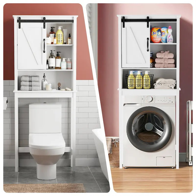 Mobiletto salvaspazio da bagno sopra il WC con anta scorrevole — 66,54A x 27,17L