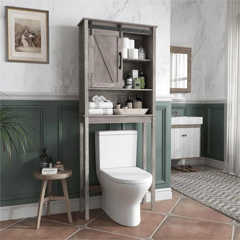 Mobiletto salvaspazio da bagno sopra il WC con anta scorrevole — 66,54A x 27,17L