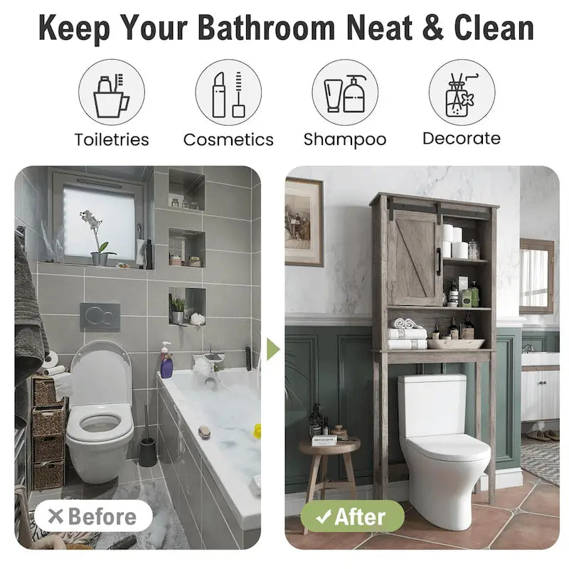 Mobiletto salvaspazio da bagno sopra il WC con anta scorrevole — 66,54A x 27,17L