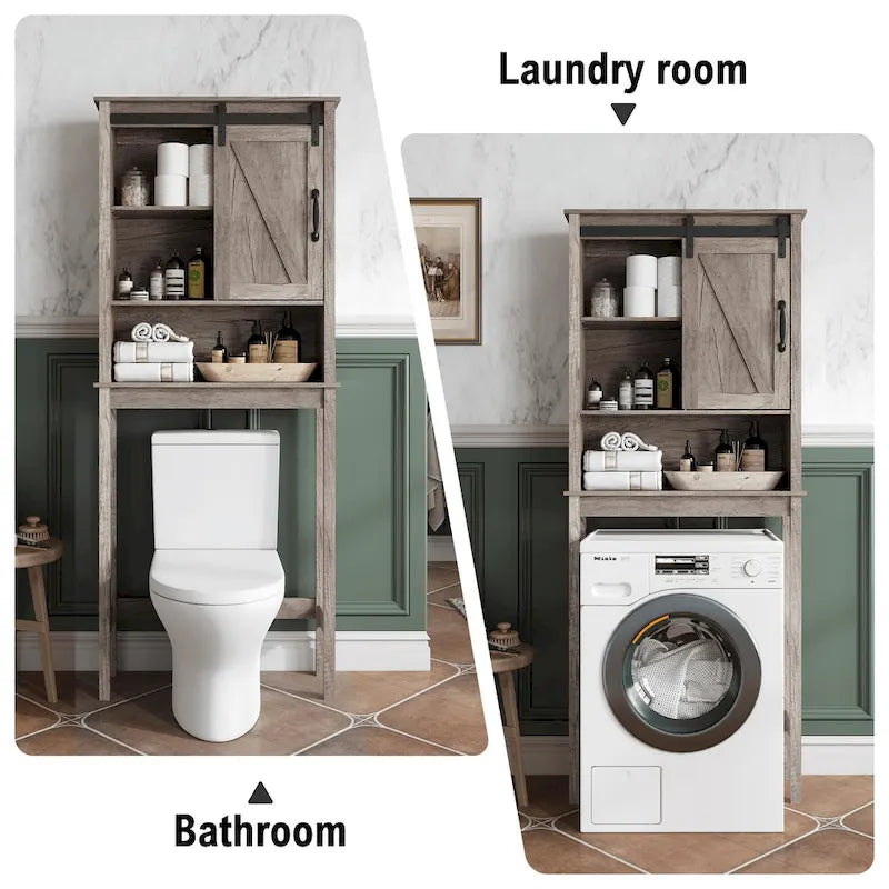 Mobiletto salvaspazio da bagno sopra il WC con anta scorrevole — 66,54A x 27,17L