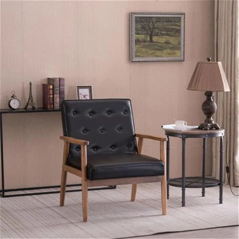 Sedia in similpelle nera stile retrò moderno