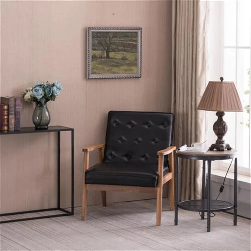 Sedia in similpelle nera stile retrò moderno