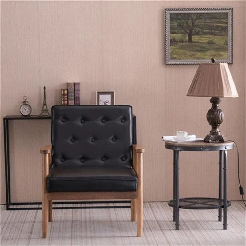 Sedia in similpelle nera stile retrò moderno