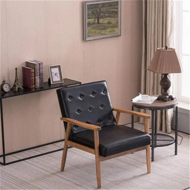 Sedia in similpelle nera stile retrò moderno