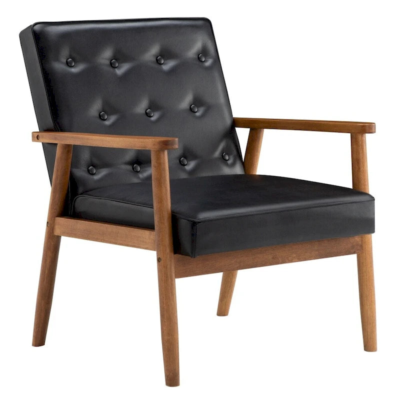 Sedia in similpelle nera stile retrò moderno