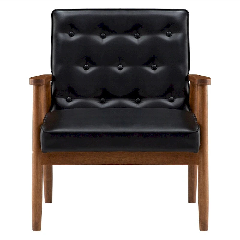 Sedia in similpelle nera stile retrò moderno