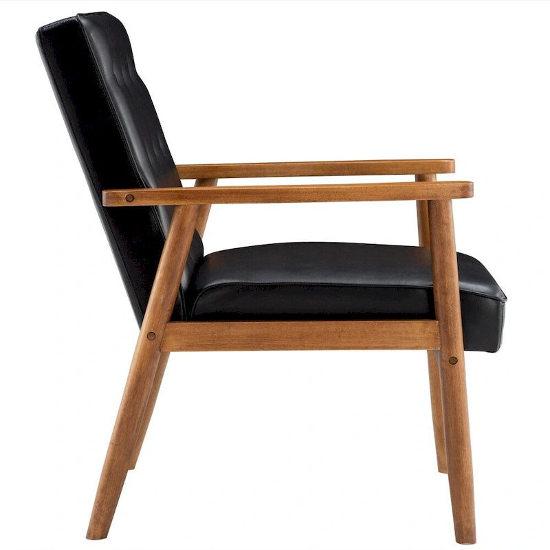 Sedia in similpelle nera stile retrò moderno