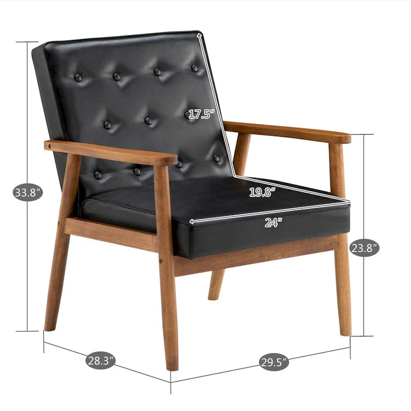 Sedia in similpelle nera stile retrò moderno